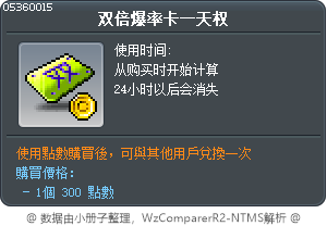 双倍爆率卡一天权 Tooltip