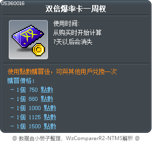 双倍爆率卡一周权 Tooltip