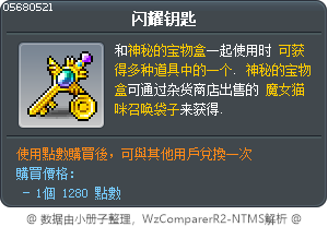 闪耀钥匙 Tooltip