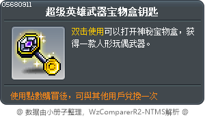 超级英雄武器宝物盒钥匙 Tooltip