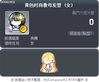 黄色时尚教母发型 Tooltip