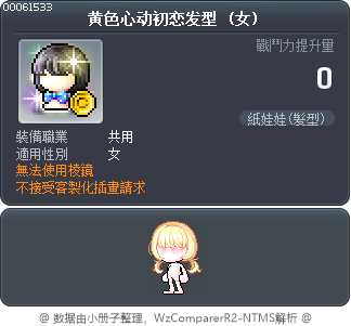 黄色心动初恋发型 Tooltip