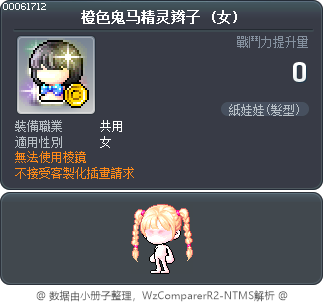 橙色鬼马精灵辫子 Tooltip