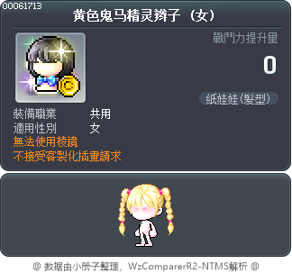 黄色鬼马精灵辫子 Tooltip