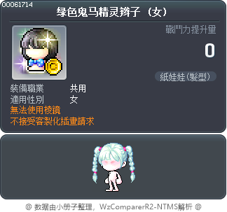 绿色鬼马精灵辫子 Tooltip