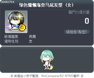 绿色慵懒渐变马尾发型 Tooltip