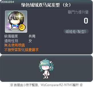 绿色绒绒双马尾发型 Tooltip