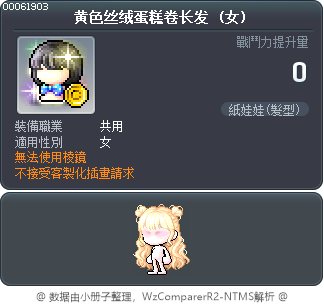 黄色丝绒蛋糕卷长发 Tooltip