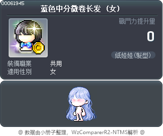 蓝色中分微卷长发 Tooltip