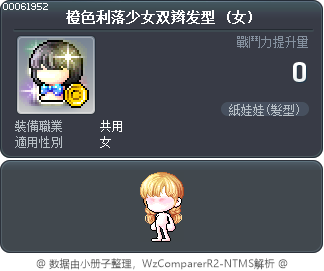 橙色利落少女双辫发型 Tooltip