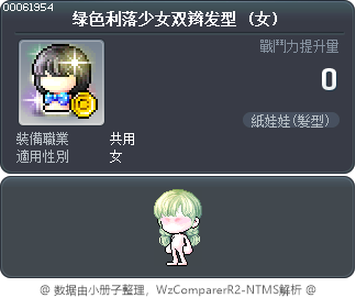绿色利落少女双辫发型 Tooltip