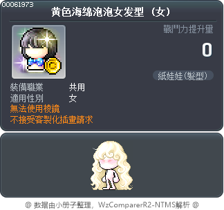 黄色海绵泡泡女发型 Tooltip