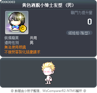 黄色洒脱小绅士发型 Tooltip