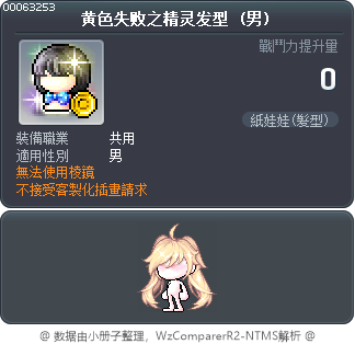 黄色失败之精灵发型 Tooltip