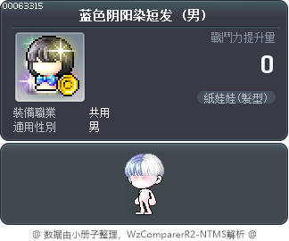 蓝色阴阳染短发 Tooltip