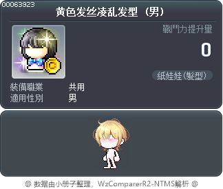 黄色发丝凌乱发型 Tooltip