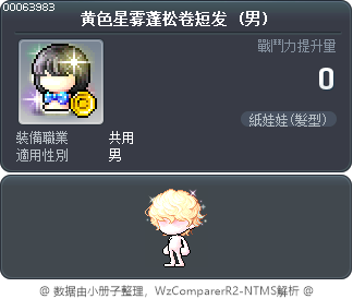黄色星雾蓬松卷短发 Tooltip