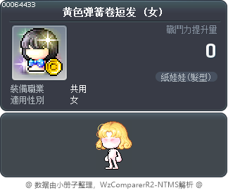 黄色弹簧卷短发 Tooltip