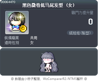 黑色微卷低马尾发型 Tooltip