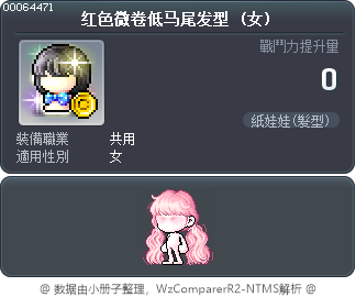 红色微卷低马尾发型 Tooltip