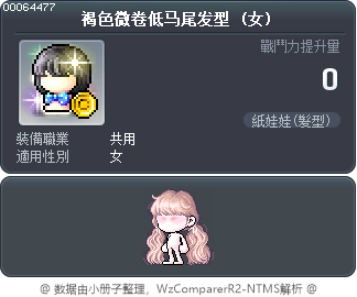 褐色微卷低马尾发型 Tooltip