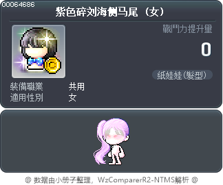 紫色碎刘海侧马尾 Tooltip