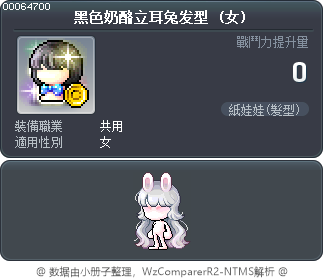 黑色奶酪立耳兔发型 Tooltip