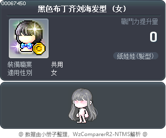 黑色布丁齐刘海发型 Tooltip
