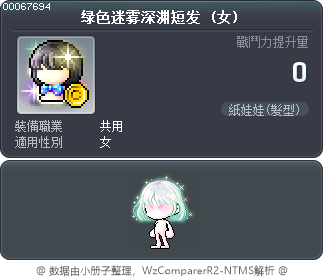 绿色迷雾深渊短发 Tooltip