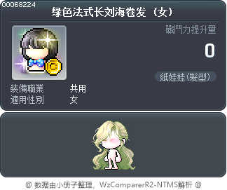 绿色法式长刘海卷发 Tooltip