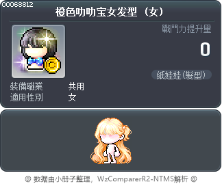 橙色叻叻宝女发型 Tooltip