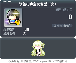 绿色叻叻宝女发型 Tooltip