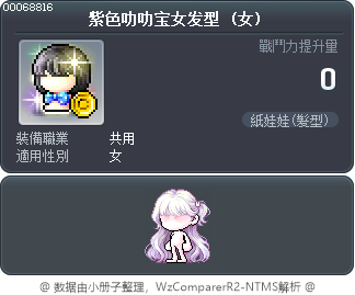 紫色叻叻宝女发型 Tooltip