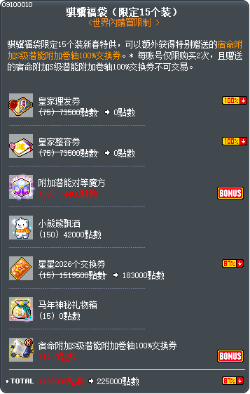骐骥福袋（限定15个装） Tooltip