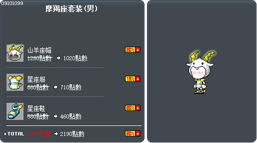 摩羯座套装(男) Tooltip