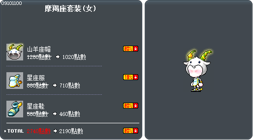 摩羯座套装(女) Tooltip