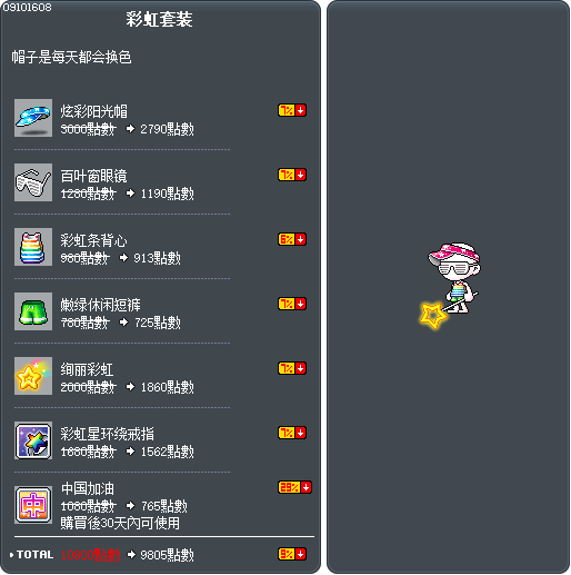彩虹套装 Tooltip