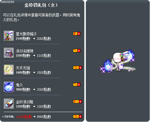 金铃铛礼包（女） Tooltip