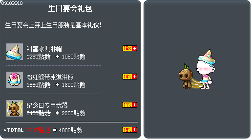 生日宴会礼包 Tooltip