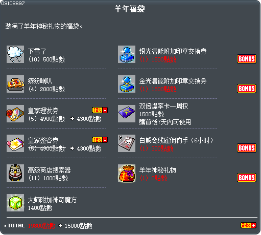 羊年福袋 Tooltip