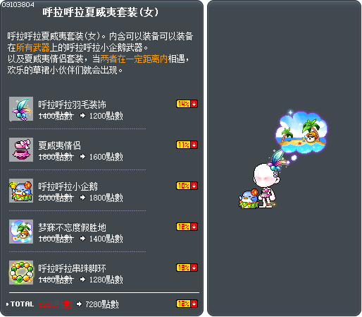 呼拉呼拉夏威夷套装(女) Tooltip