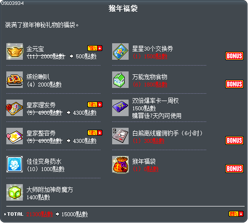 猴年福袋 Tooltip
