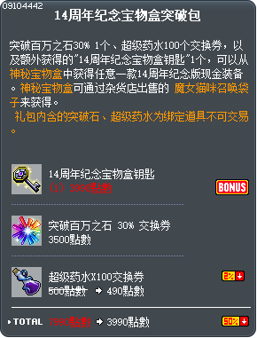 14周年纪念宝物盒突破包 Tooltip