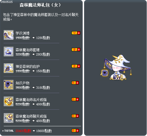 森林魔法师礼包（女） Tooltip