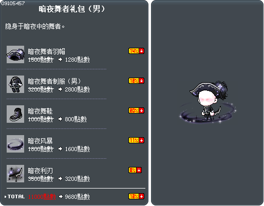 暗夜舞者礼包（男） Tooltip
