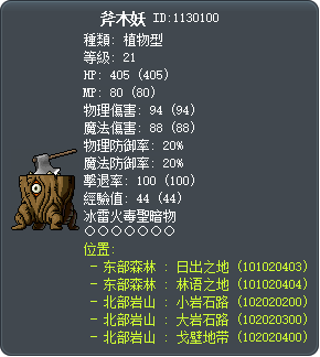 斧木妖 Tooltip