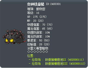 变种铁豪猪 Tooltip