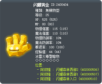 闪耀黄金 Tooltip