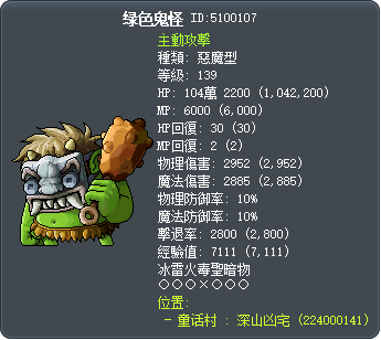 绿色鬼怪 Tooltip