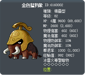 金色猛犸象 Tooltip